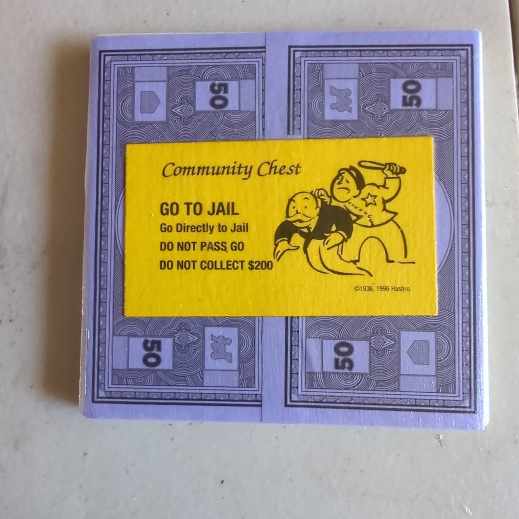 Go To Jail Community Chest Monopoly Coaster