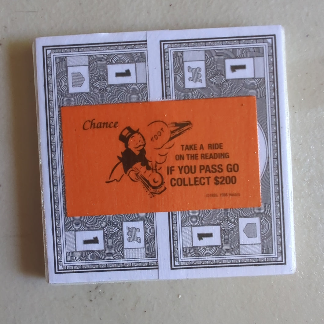 Ride On Reading Collect $200 Chance Monopoly Coaster