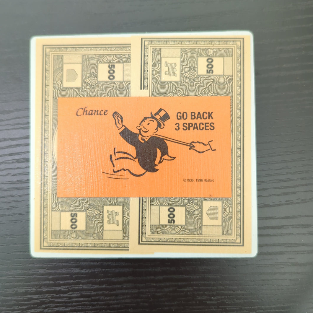 Back 3 Spaces Chance Monopoly Coaster